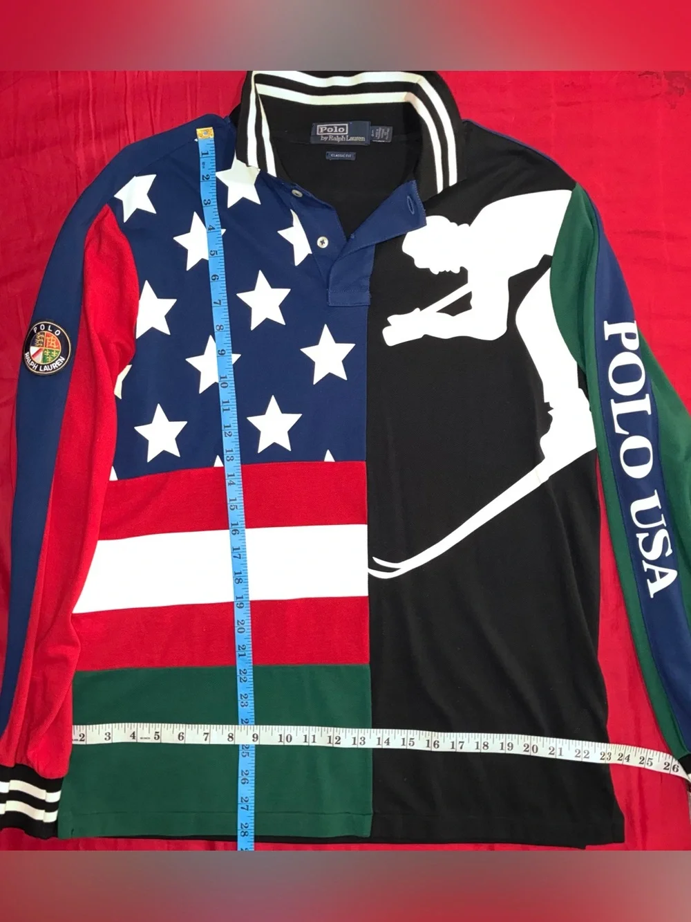 Ralph Lauren Long Sleeve Polo Ski shirt—Stars and Stripes—Size Large - Picture 1 of 7